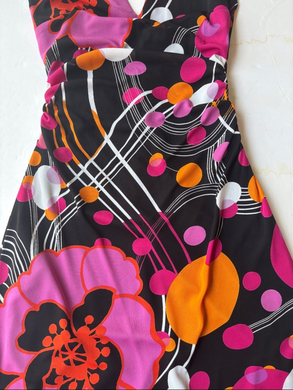 90’s Vintage David Meister Halter Dress Designer Retro Y2K Asymmetrical Midi - Picture 9 of 17